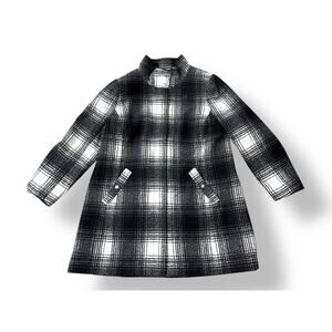 LOFT Plus Black White Plaid Wool Blend Coat Women’s Size 14 Winter Jacket